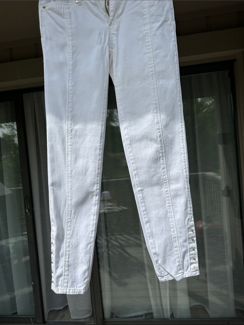 WHBM - White Women's Skinny Pants with Ankle Button Detail
